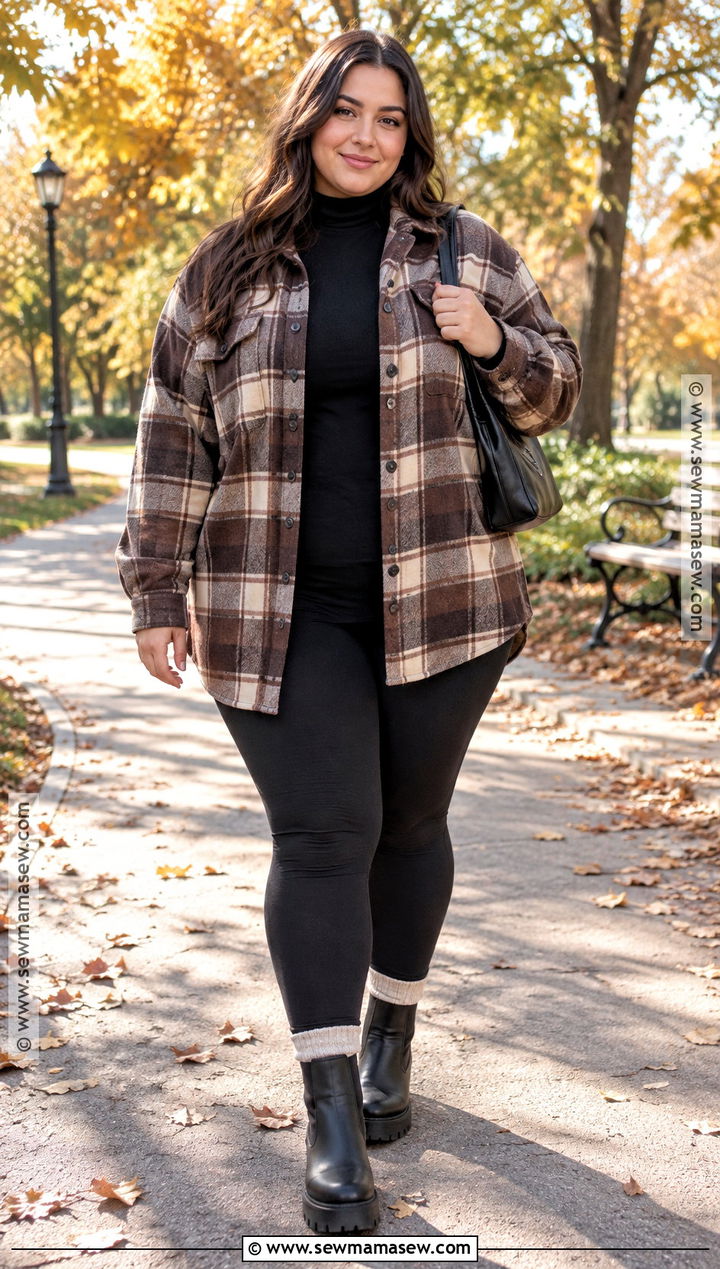 Curvy Fall Shacket And Leggings Outfit - 15 Fall Style 2026 Curvy Ideas