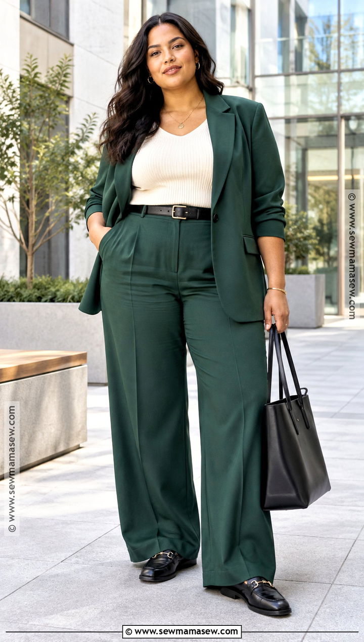 Curvy Fall Suit and Loafers Outfit - 25 curvy fall outfits