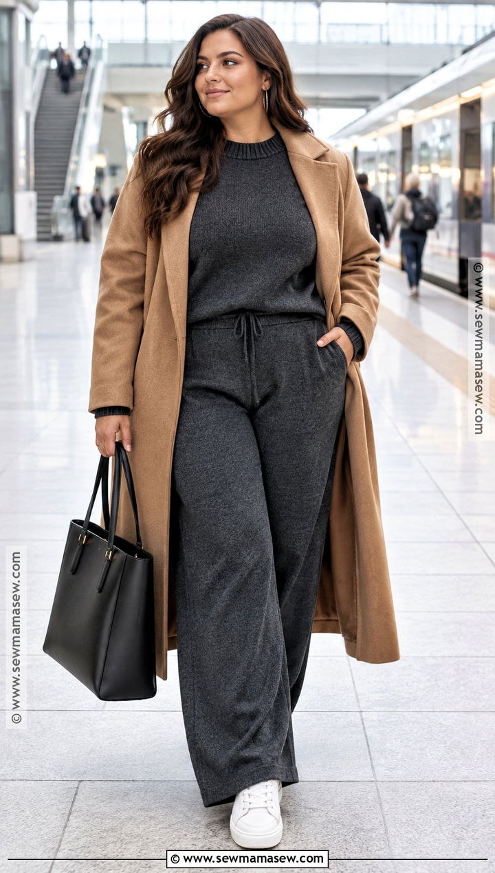Curvy Knit Set And Sneakers Outfit - 20 Autumn Curvy Outfits
