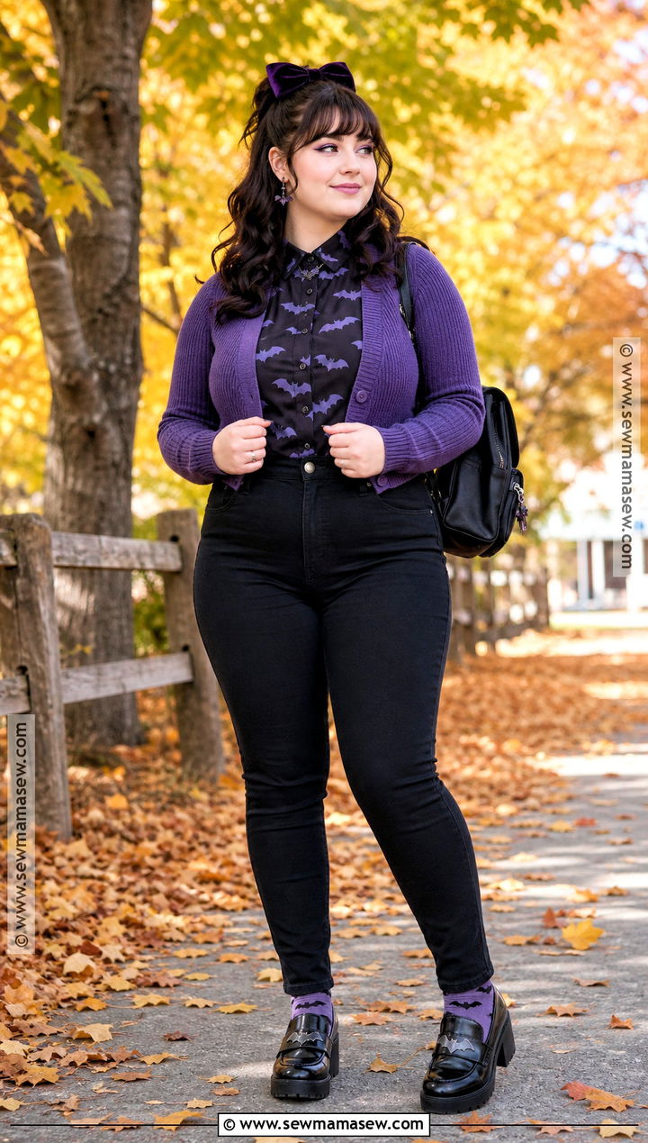 Cute Bat Print Halloween Outfit - 30 Halloween Fashion Ideas