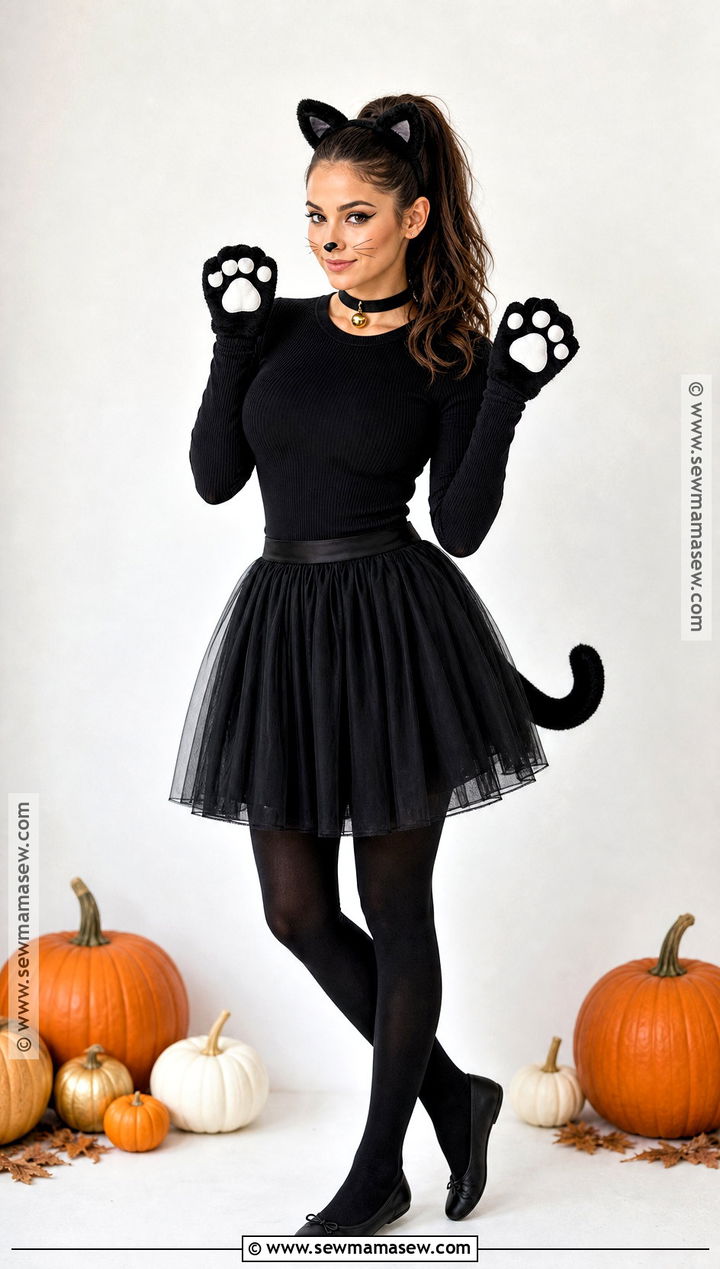 Cute Black Cat Costume With Tulle Skirt - 50 halloween costume ideas
