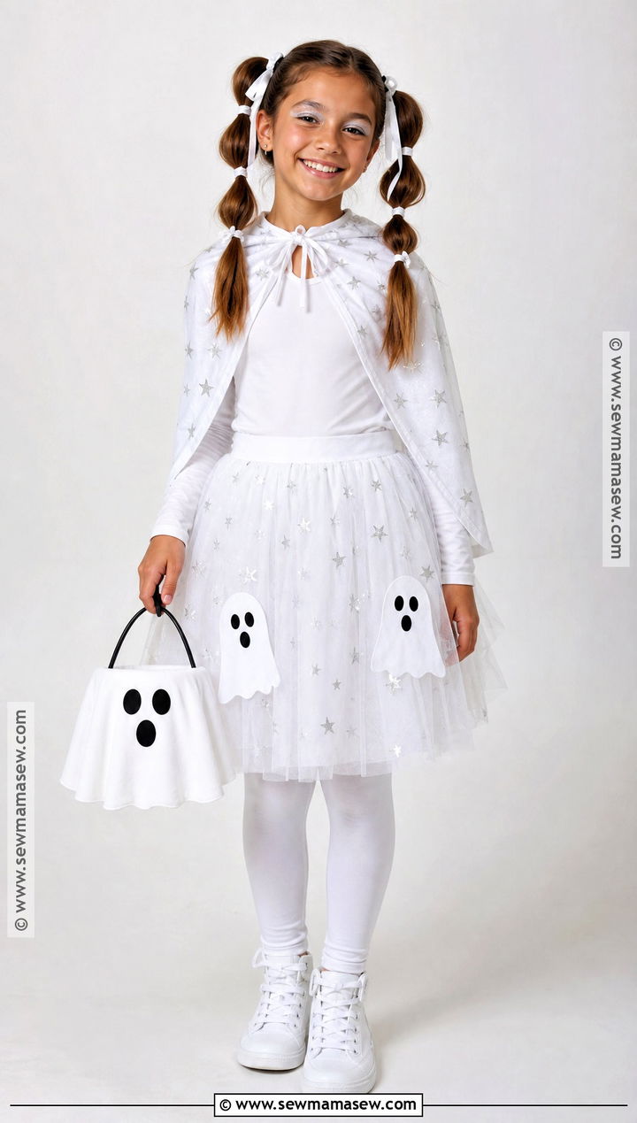 Cute Ghost Costume With White Tulle Skirt - 30 halloween costumes for girls 10 12