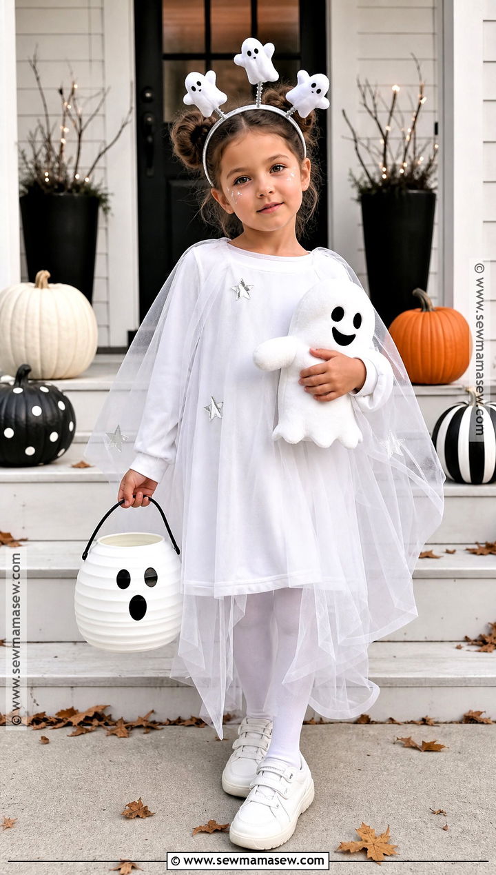 Cute Ghost Costume With White Tulle - 30 Cute Girl Halloween Costumes
