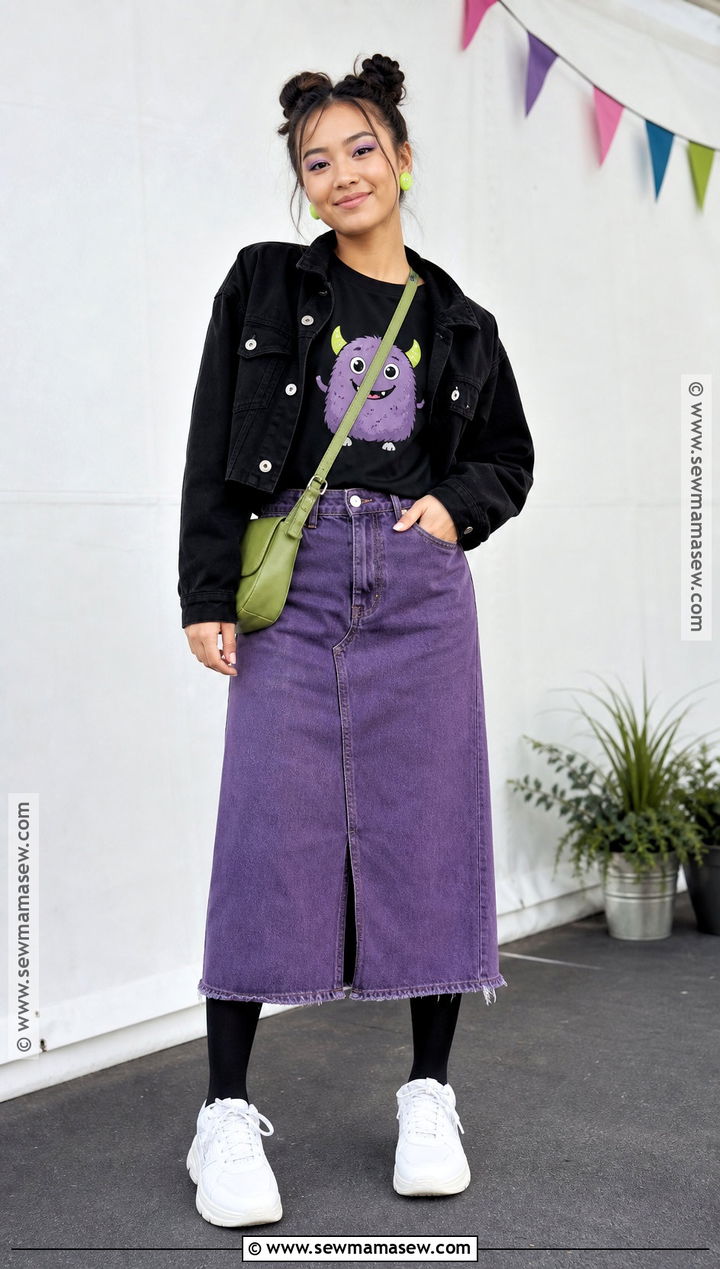 Cute Monster Halloween Shirt With Purple Skirt - 35 Halloween Shirt Ideas