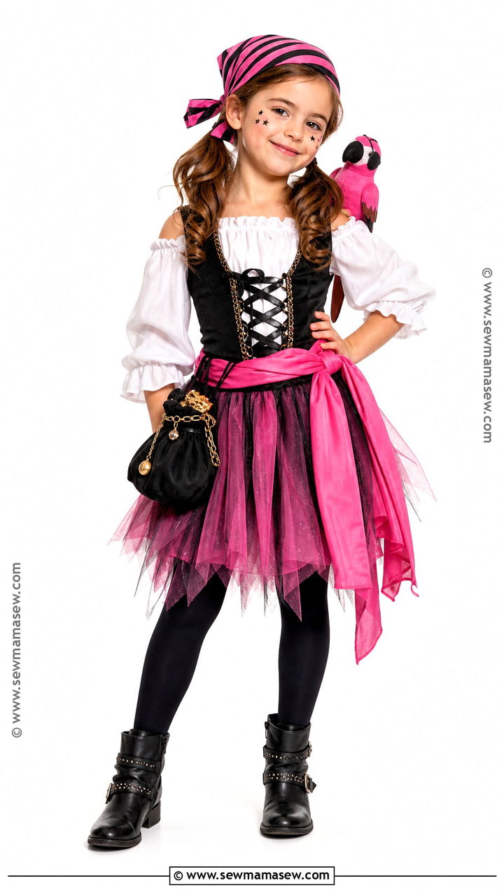 Cute Pink Girl Pirate Costume With Tulle Skirt - 30 Girls Pirate Costume Ideas