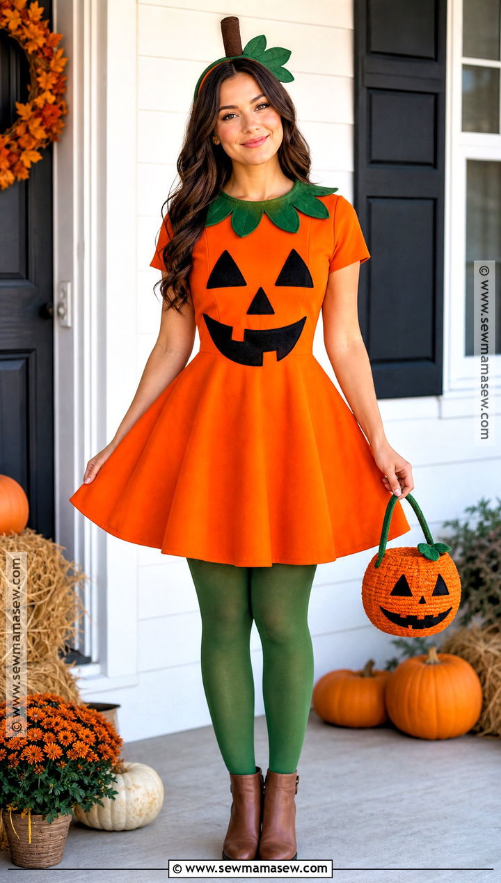 Cute Pumpkin Costume With Orange Dress - 35 cute halloween costumes for women