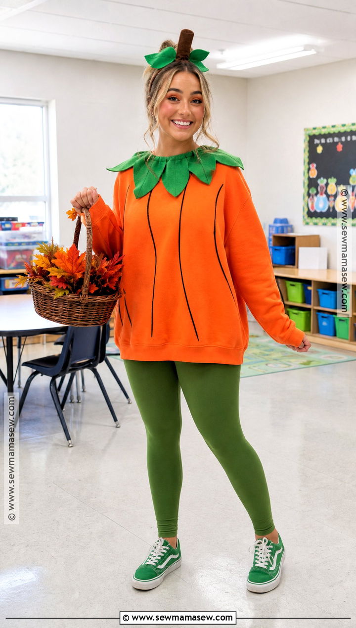 Cute Pumpkin Costume With Orange Outfit - 35 school costume ideas
