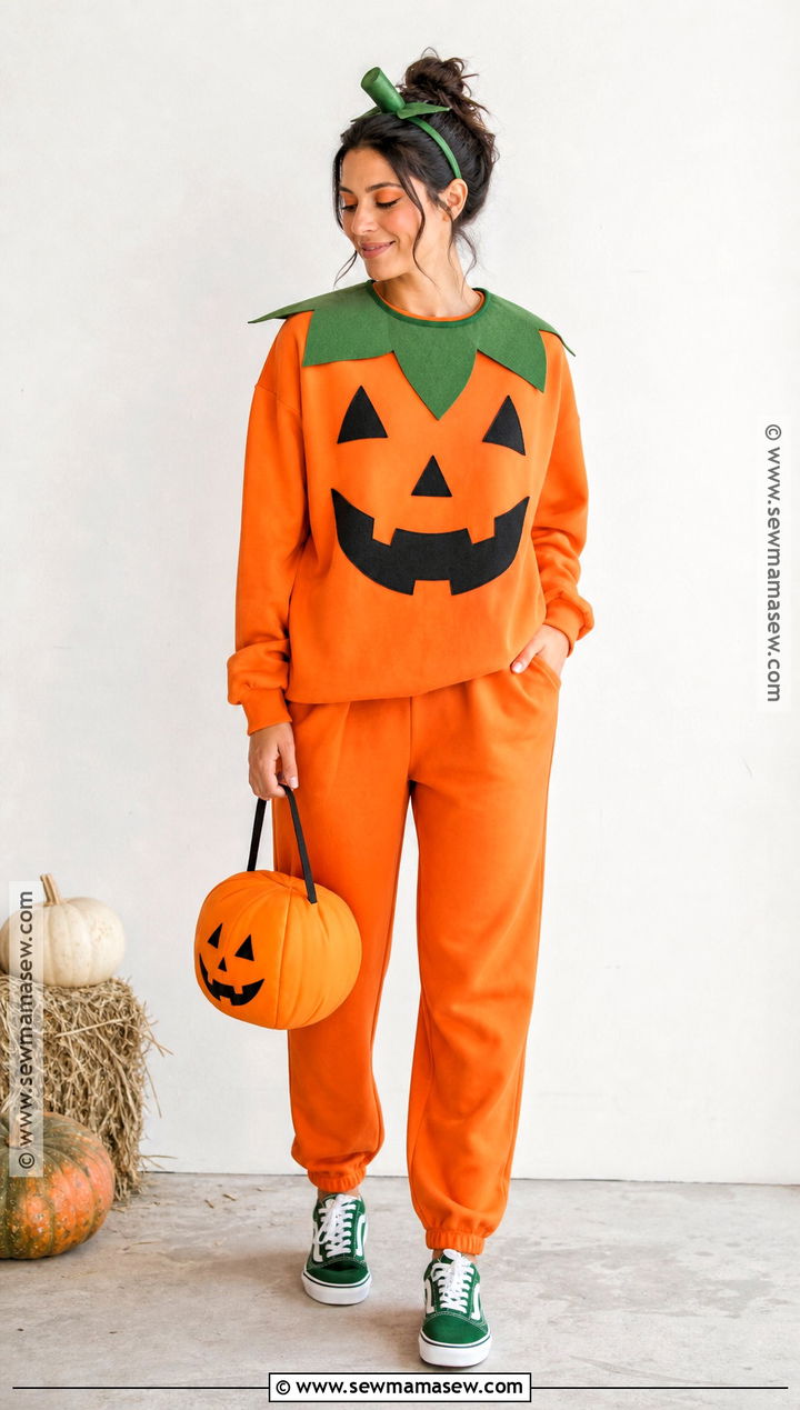 Cute Pumpkin Costume With Orange Outfit - 35 basic halloween costume ideas