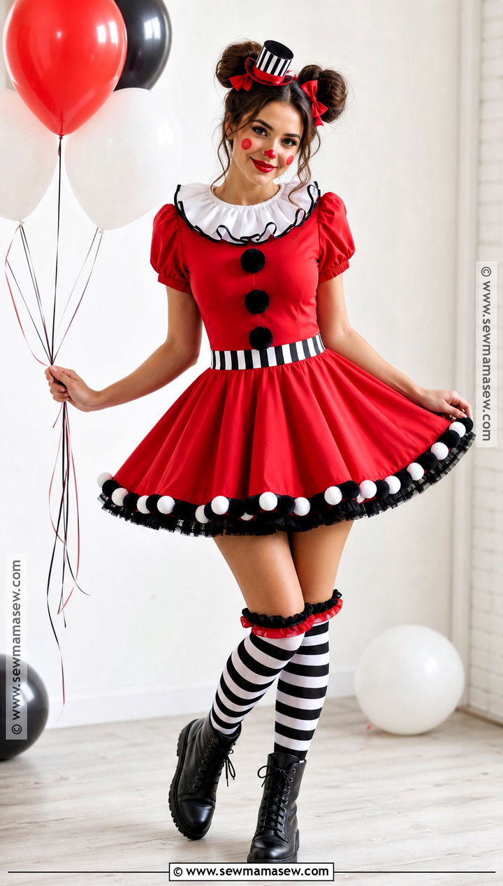 Cute Red Clown Costume - 35 red dress halloween costume ideas