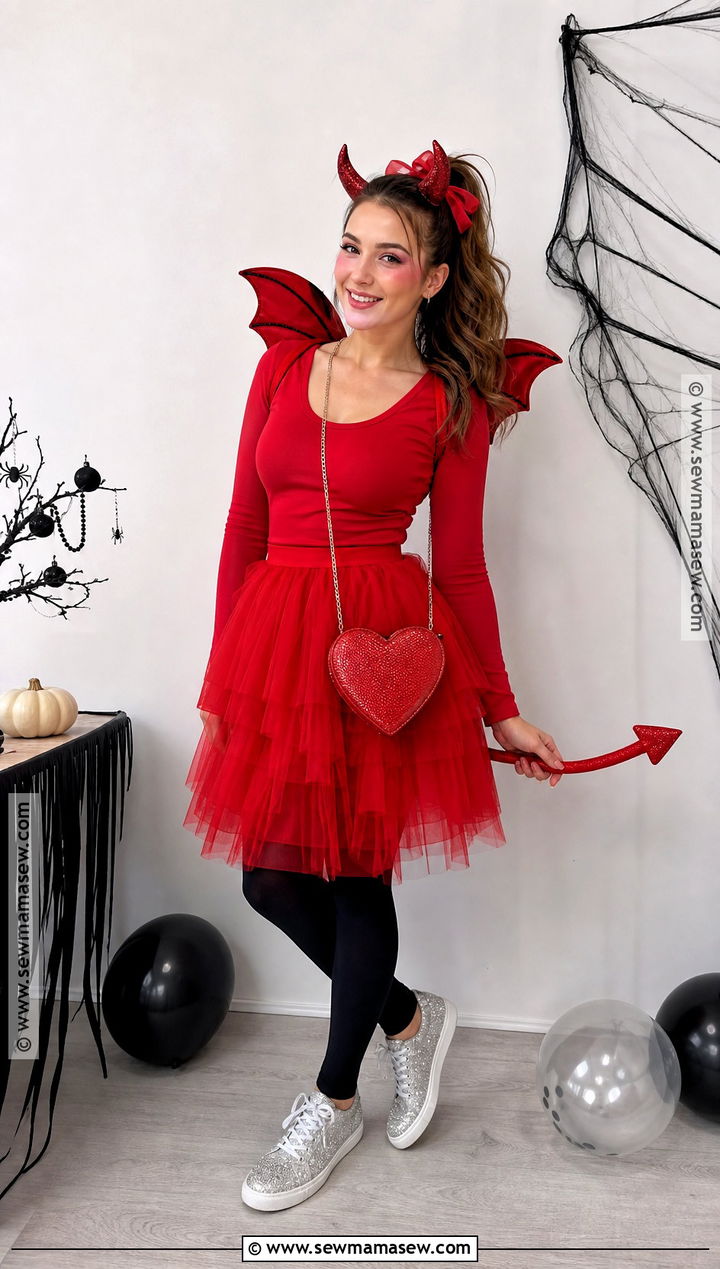 Cute Red Devil Costume With Tulle Skirt - 30 Red Devil Halloween Costume Ideas