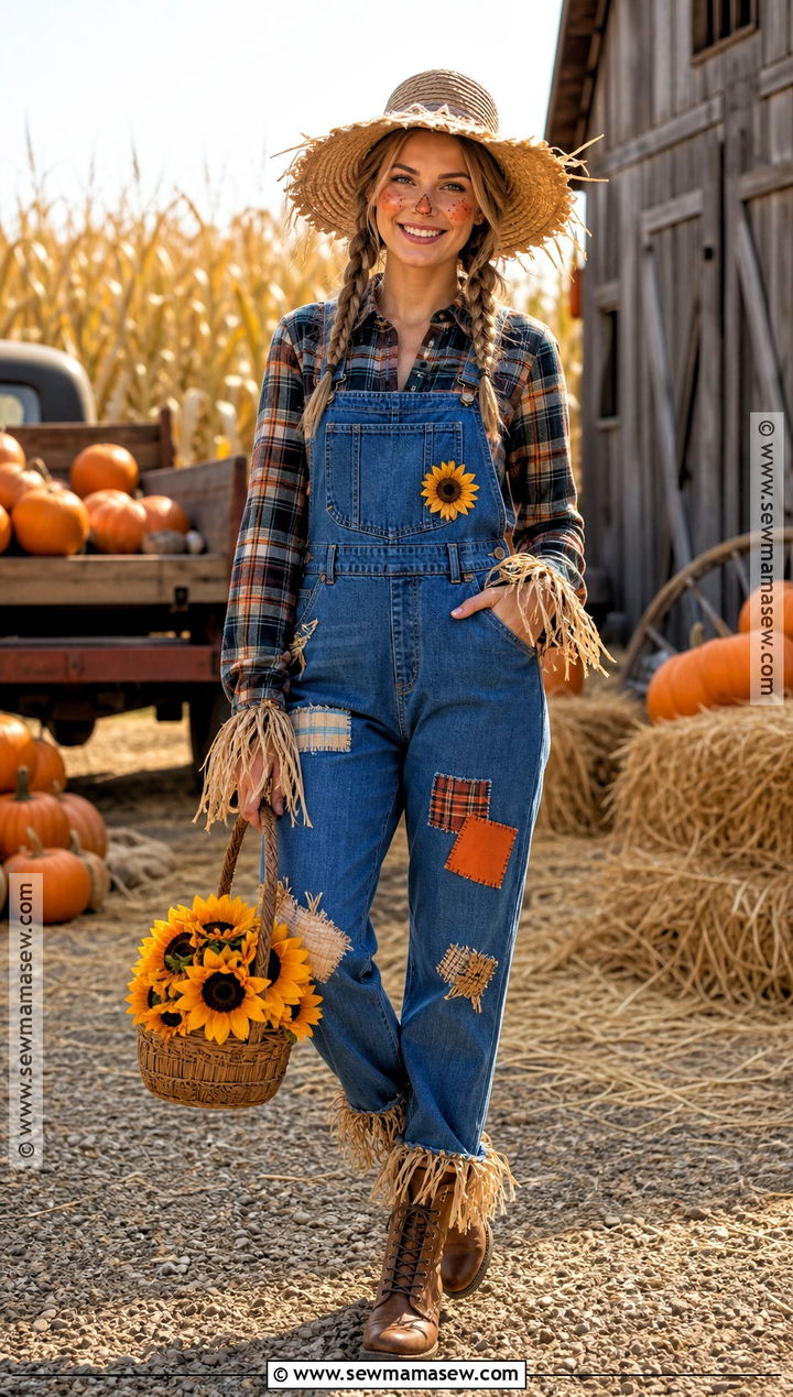 Cute Scarecrow Costume With Plaid Shirt - 35 costumes for halloween