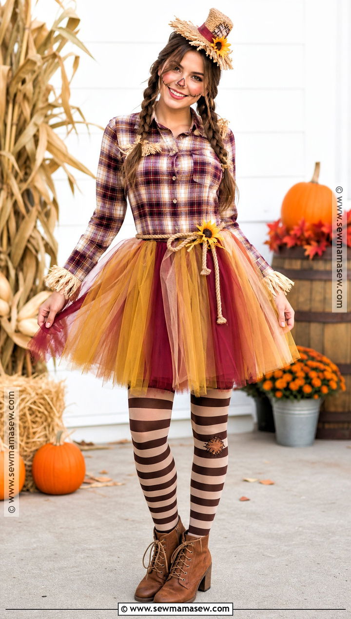 Cute Scarecrow Costume With Tulle Skirt - 35 Scare Crow Halloween Costume Ideas