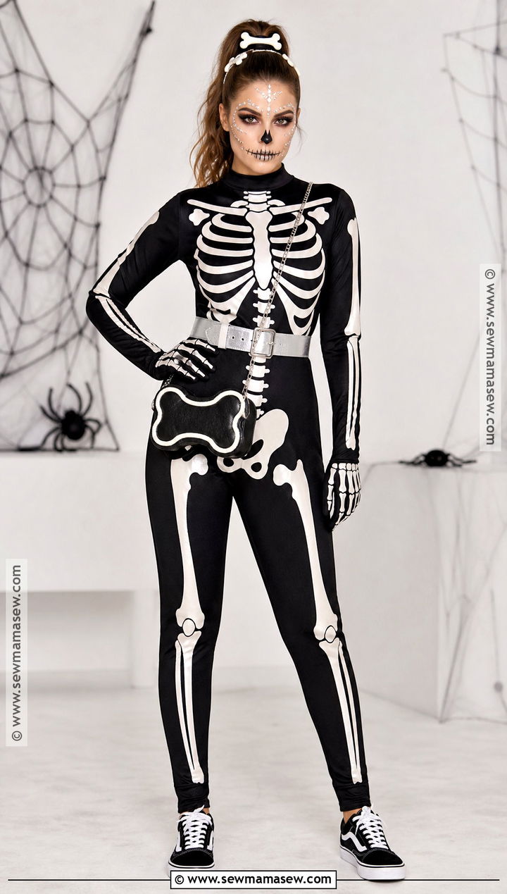 Cute Skeleton Costume With White Makeup - 50 costume ideas