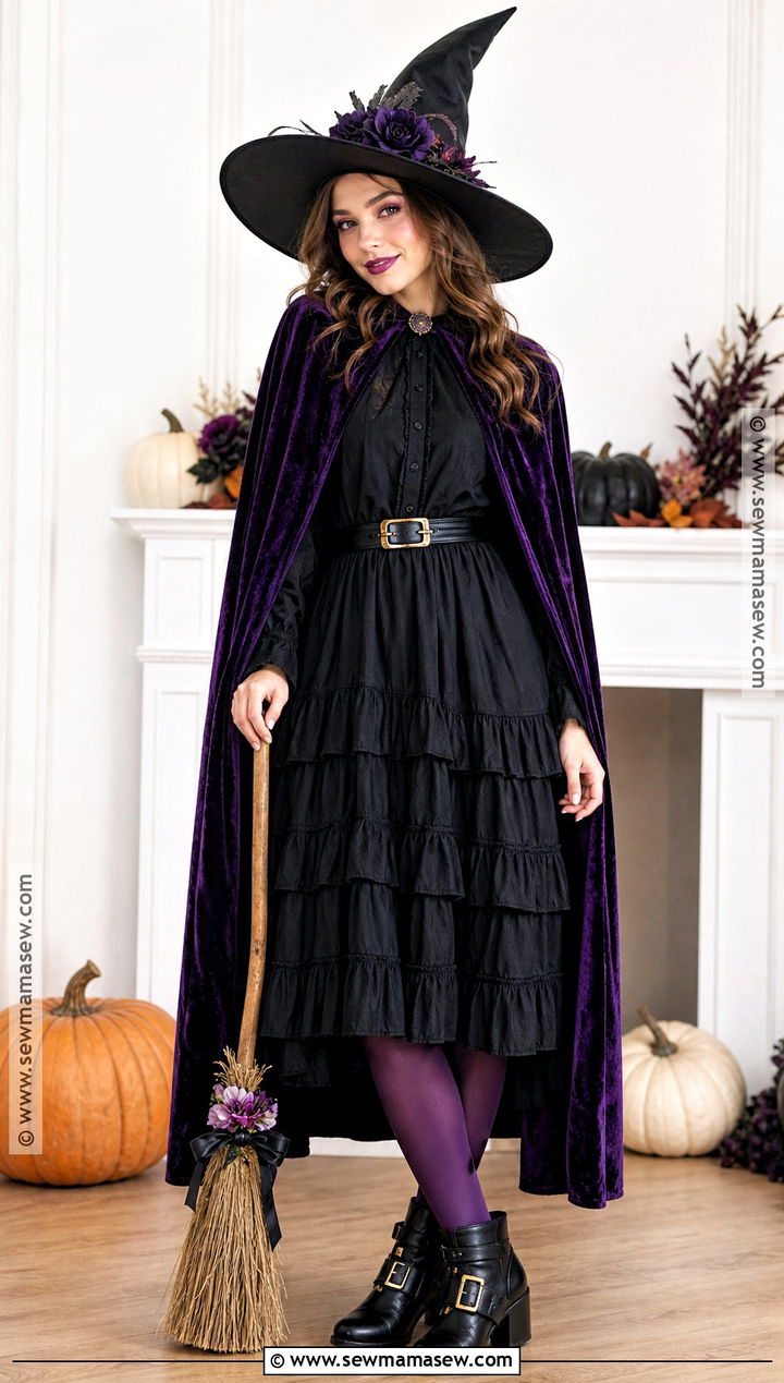 Cute Witch Costume With Purple Cape - 50 cute halloween costumes