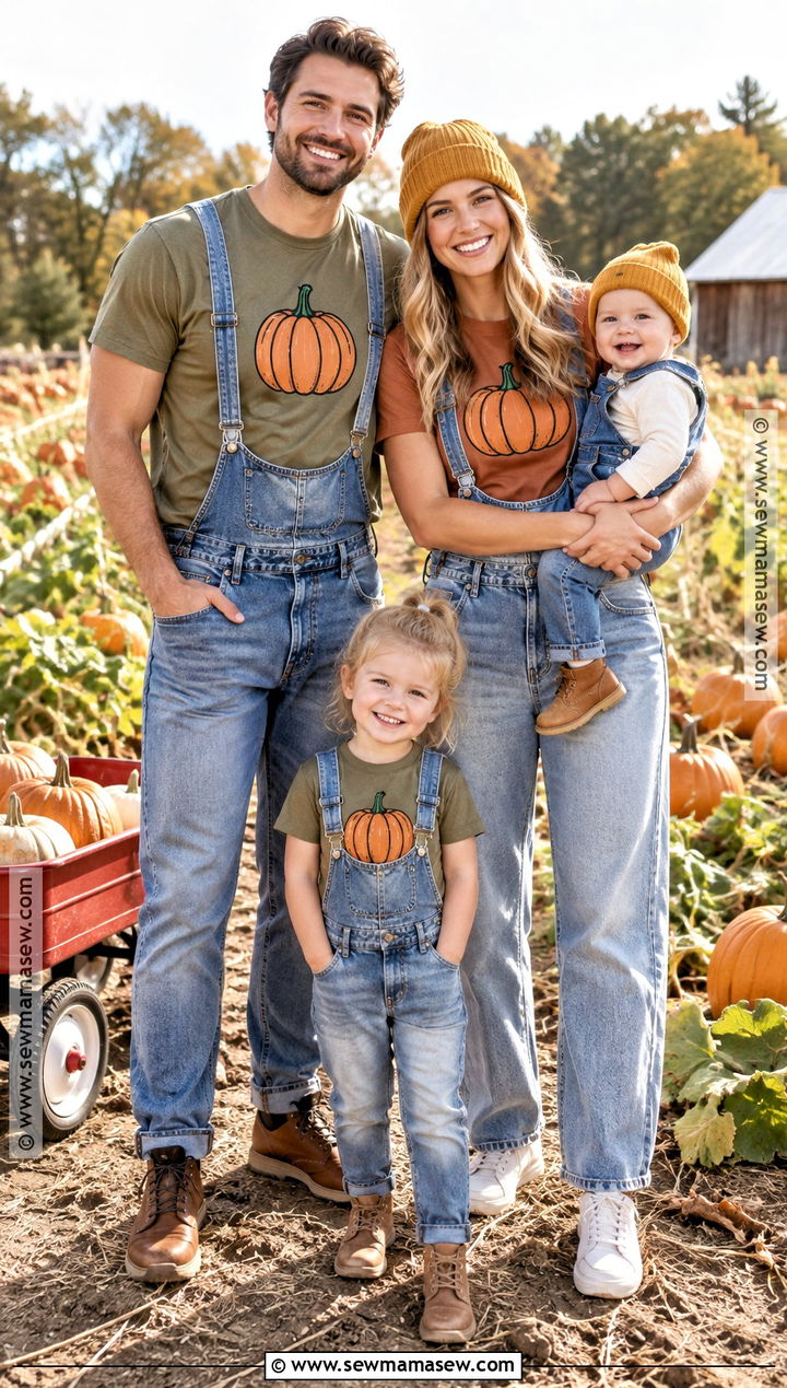 Cutest Pumpkin Family Shirts With Denim Overalls - 15 pumpkin patch shirts for family