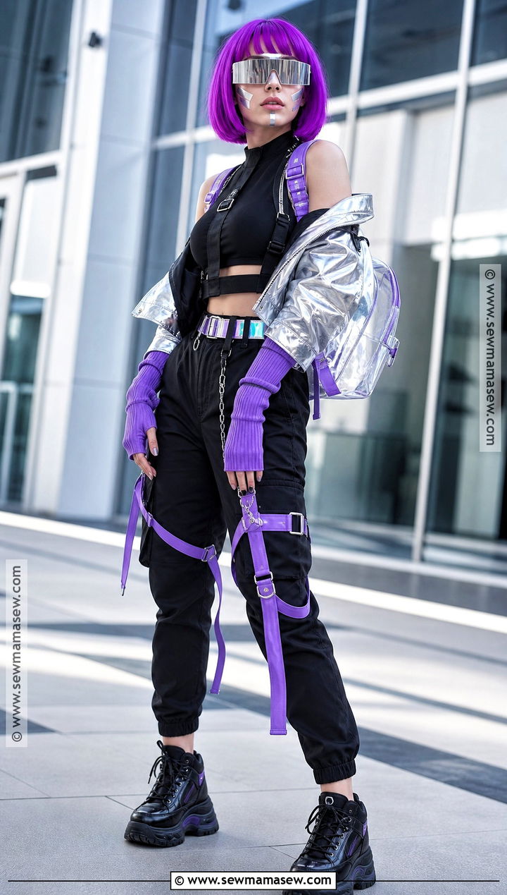 Cyberpunk Costume With Neon Purple Hair - 30 purple hair costume ideas
