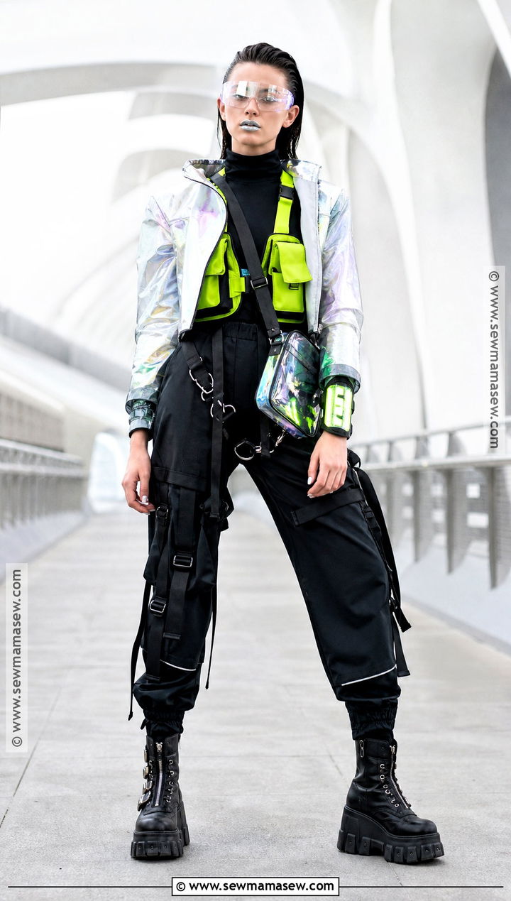 Cyberpunk Costume With Neon Utility Vest - 30 costume party aesthetic ideas