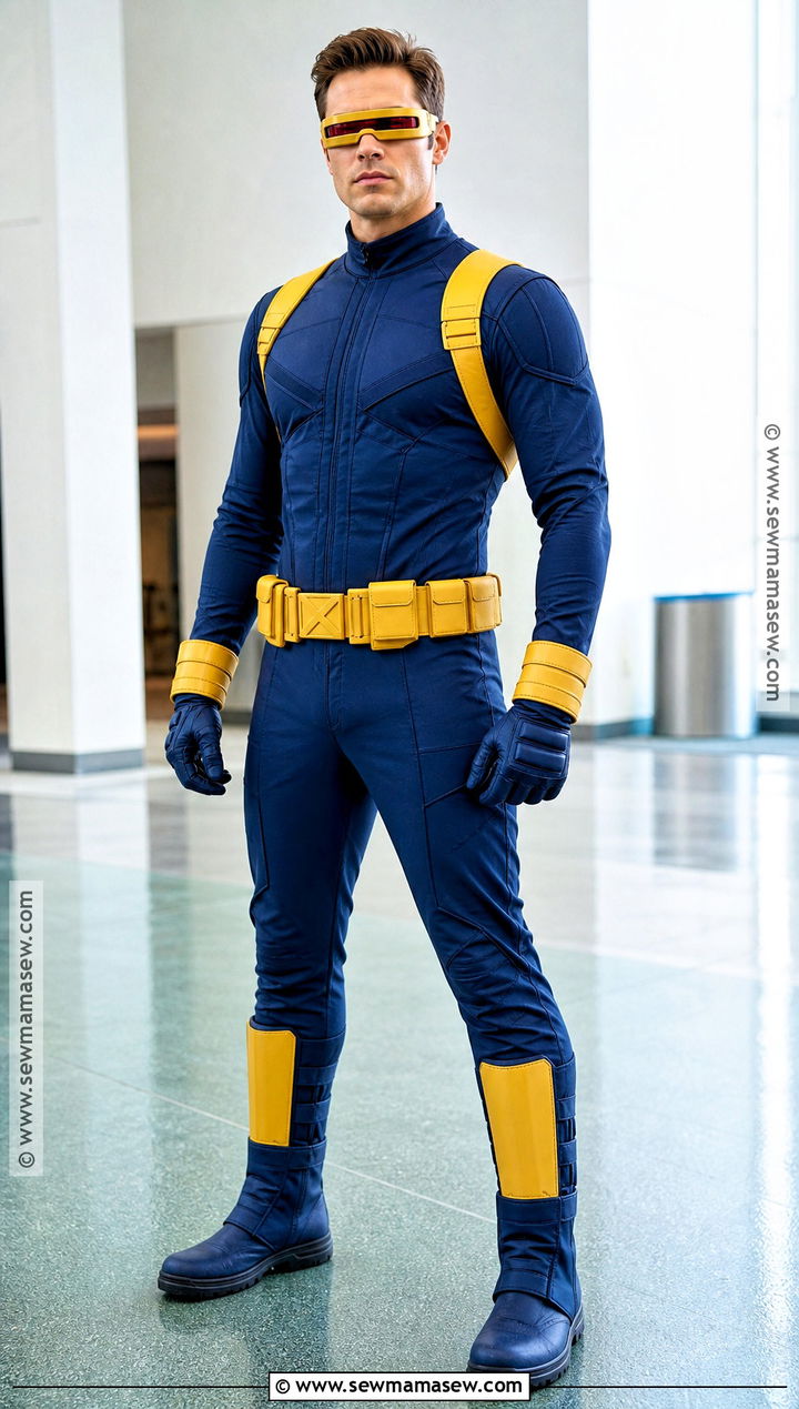 Cyclops Costume With Blue Suit And Red Visor - 30 super hero costume ideas