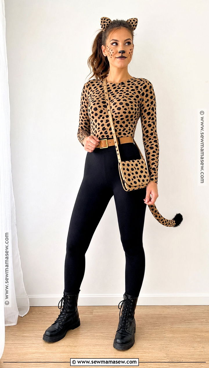 DIY Black Leggings Cheetah Costume - 45 cheetah halloween costume ideas