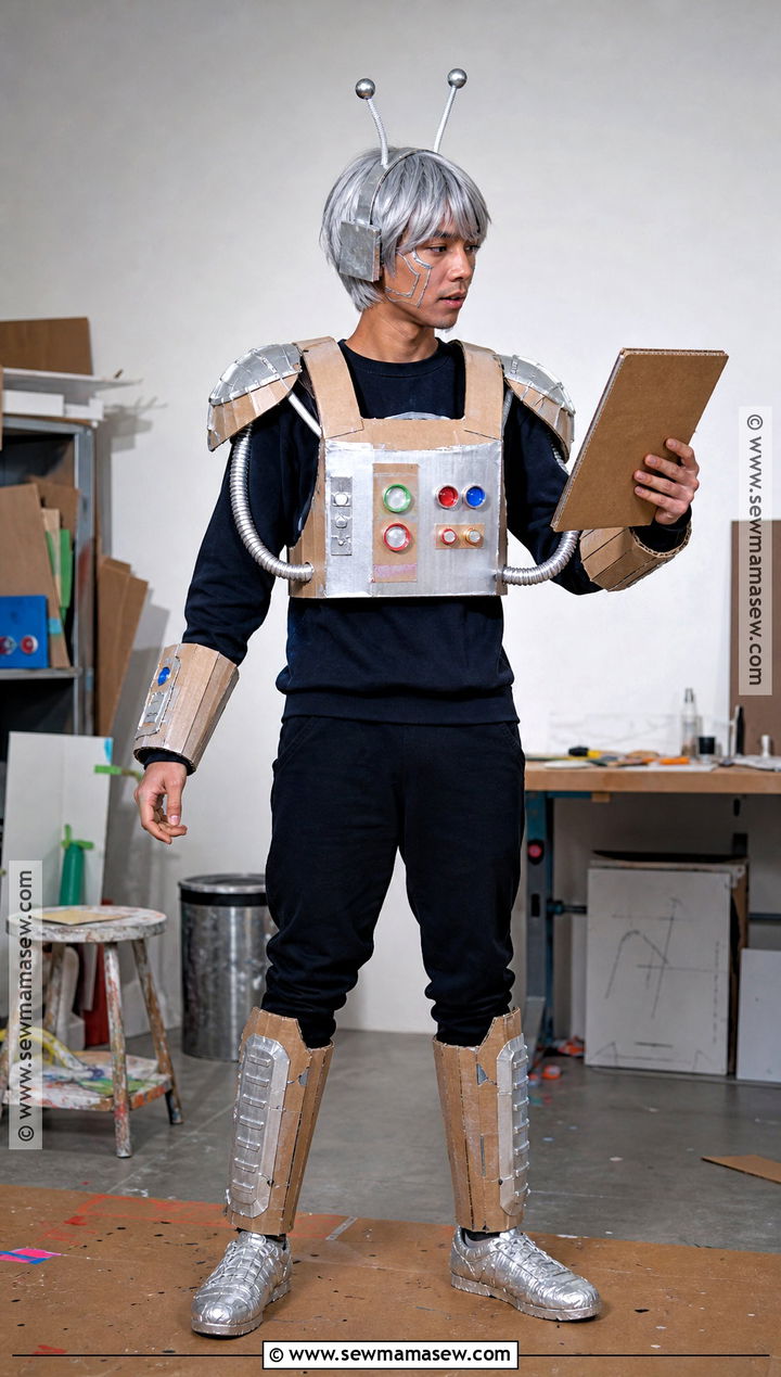 DIY Cardboard Cyberpunk Robot Costume - 30 cyberpunk costume ideas