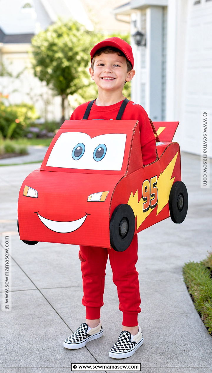 DIY Cardboard Lightning McQueen Costume - 45 lightning mcqueen costume ideas