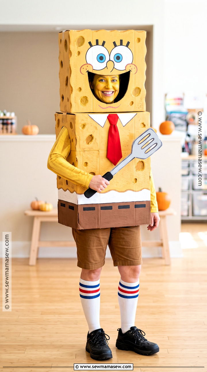DIY Cardboard SpongeBob Costume - 45 spongebob costume ideas