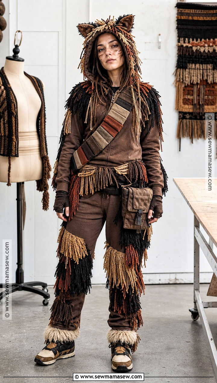 DIY Chewbacca Costume With Yarn Fringe - 30 chewbacca costume ideas for women