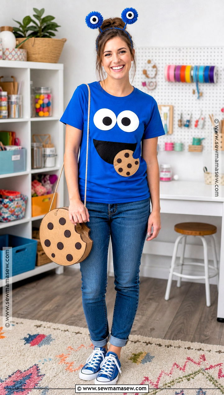 DIY Cookie Monster T Shirt Costume - 40 cookie monster costume ideas