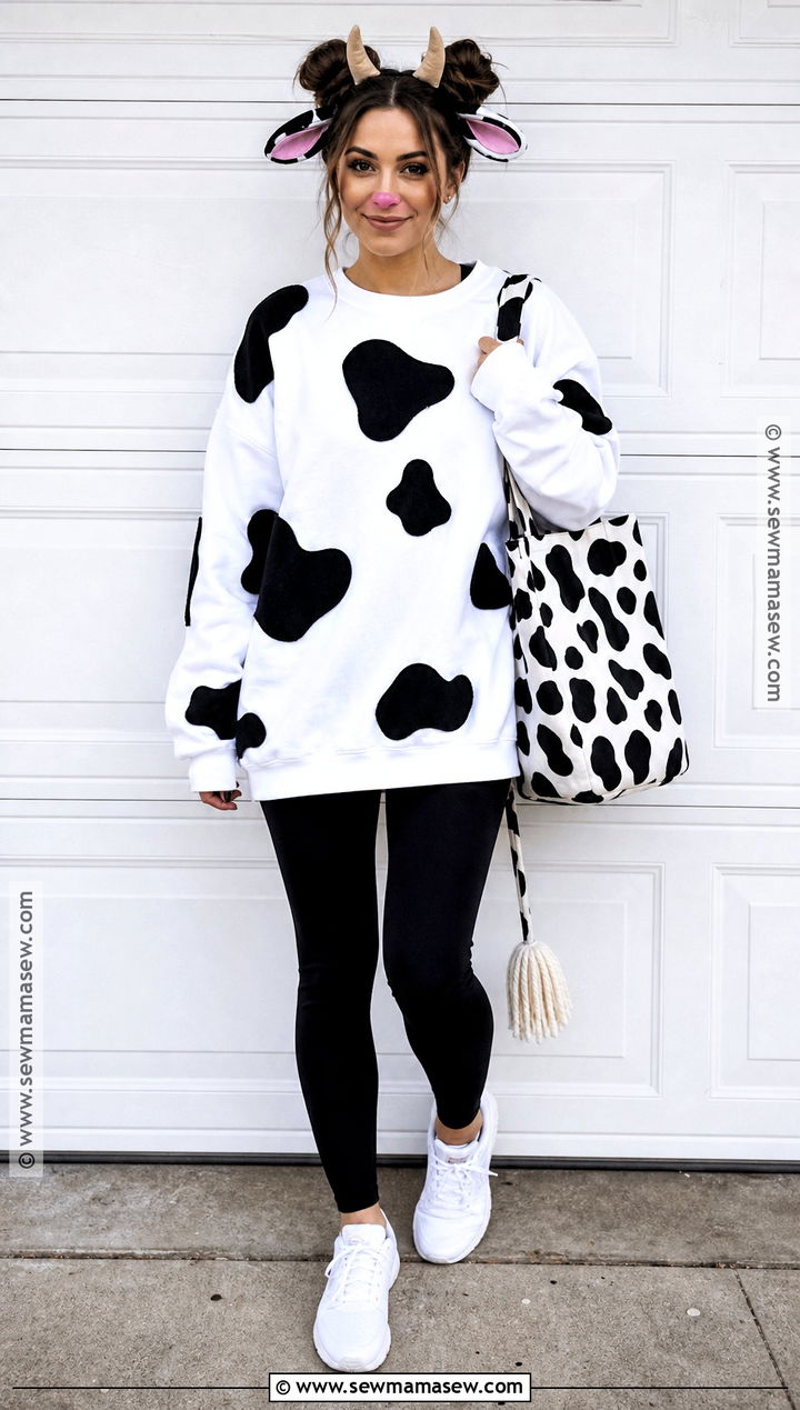 DIY Cow Sweatshirt Costume - 30 Cow Costume Women's Ideas
