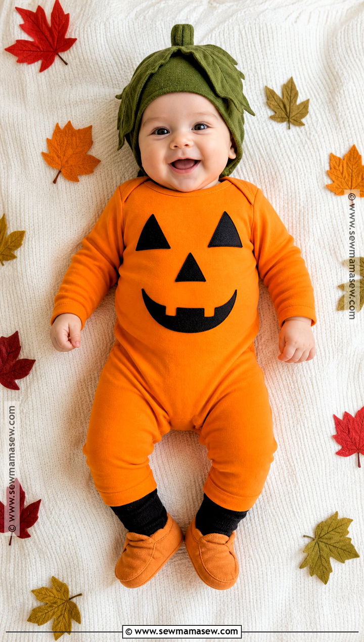 DIY Felt Face Baby Pumpkin Costume - 30 baby pumpkin costume ideas