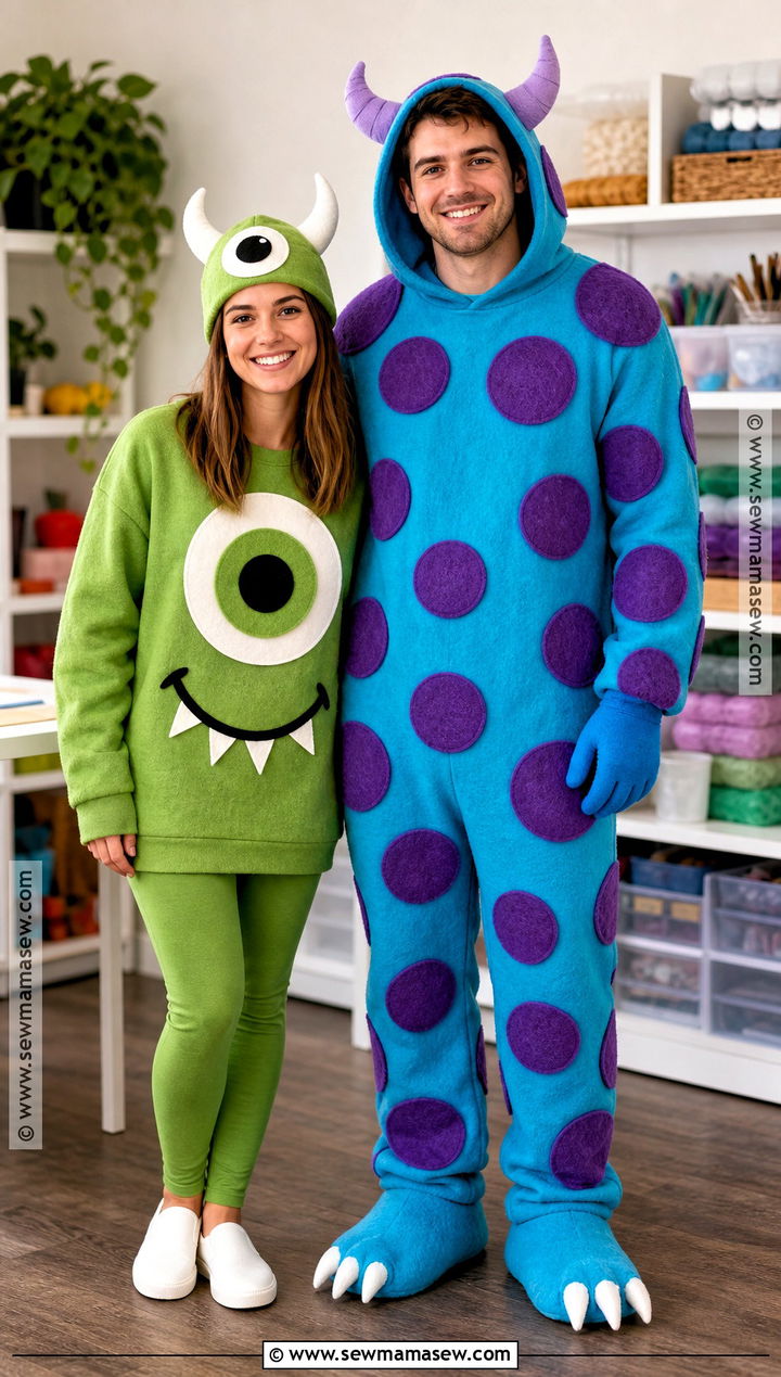 DIY Felt Mike And Sully Costume - 35 mike and sully costume ideas