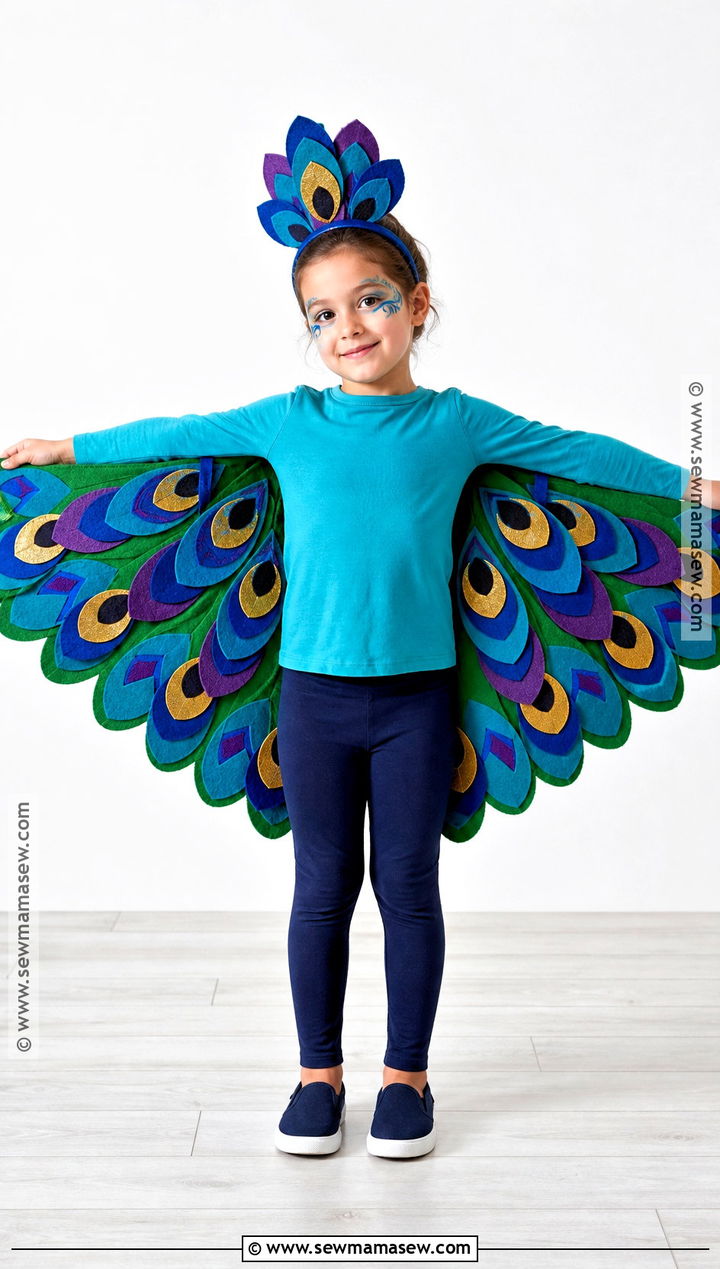 DIY Felt Wing Peacock Costume - 30 peacock costume ideas for kids