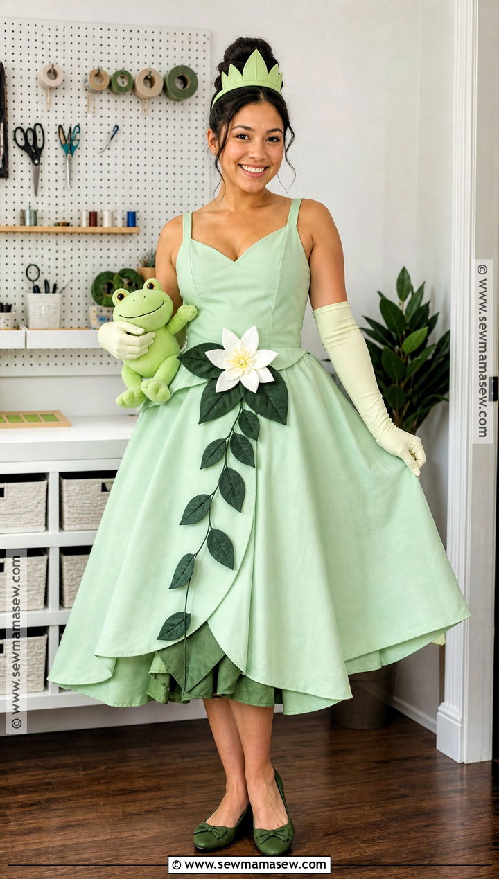 DIY Green Dress Princess Tiana Costume - 40 princess tiana costume ideas