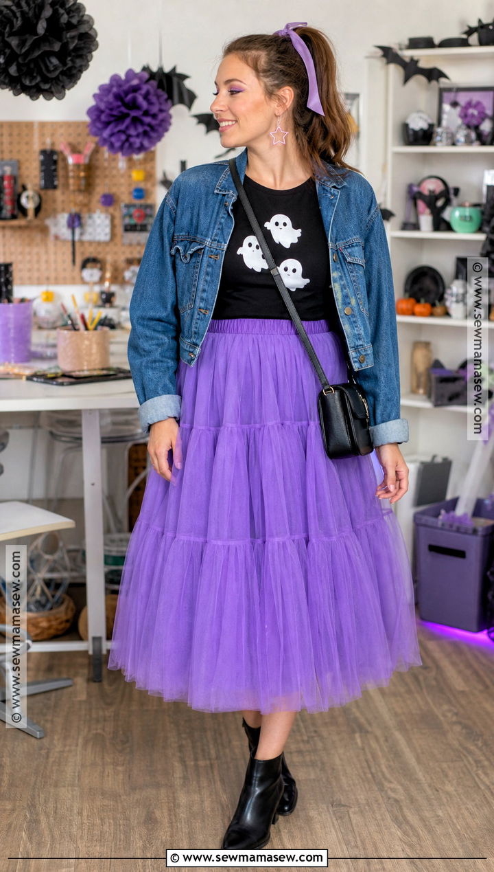 DIY Halloween Shirt With Tulle Skirt - 35 Halloween Shirt Ideas