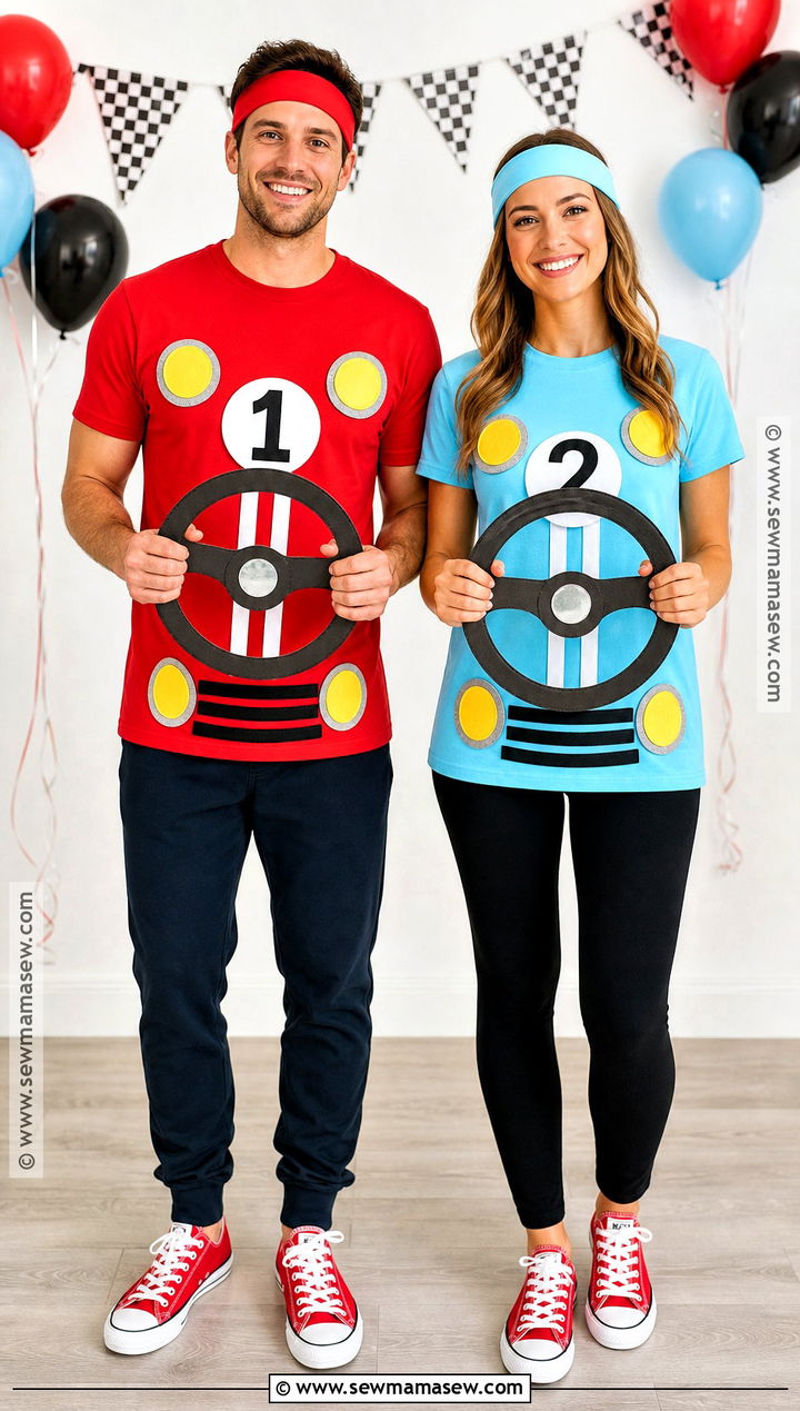 DIY Lightning McQueen And Sally Costume - 30 cars couple costume ideas