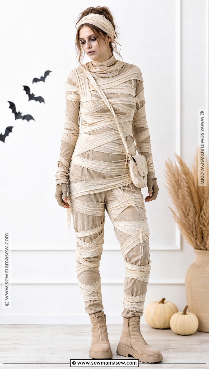 DIY Mummy Costume With Neutral Layers - 35 costumes for halloween