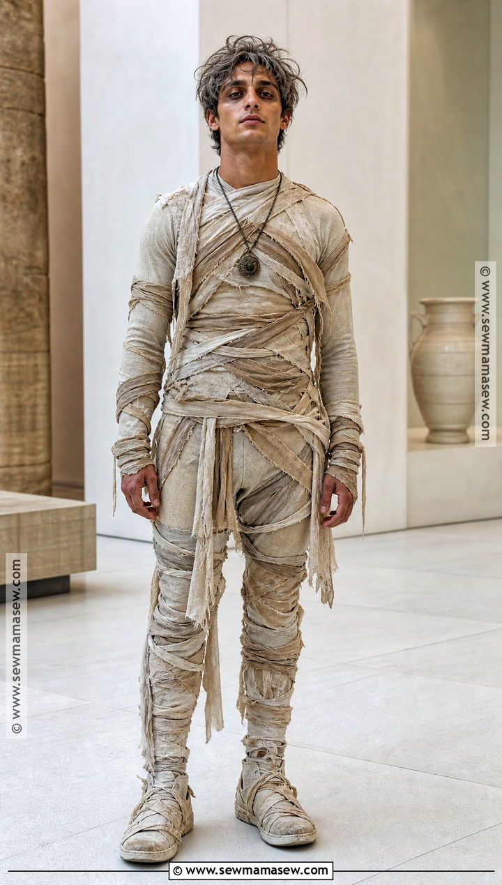 DIY Mummy Costume With Wrapped Layers - 45 Halloween Costumes for Men