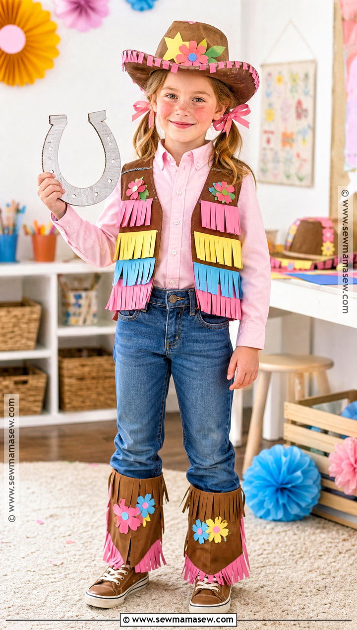 DIY Paper Fringe Cowgirl Costume - 30 cowgirl costume ideas for kids