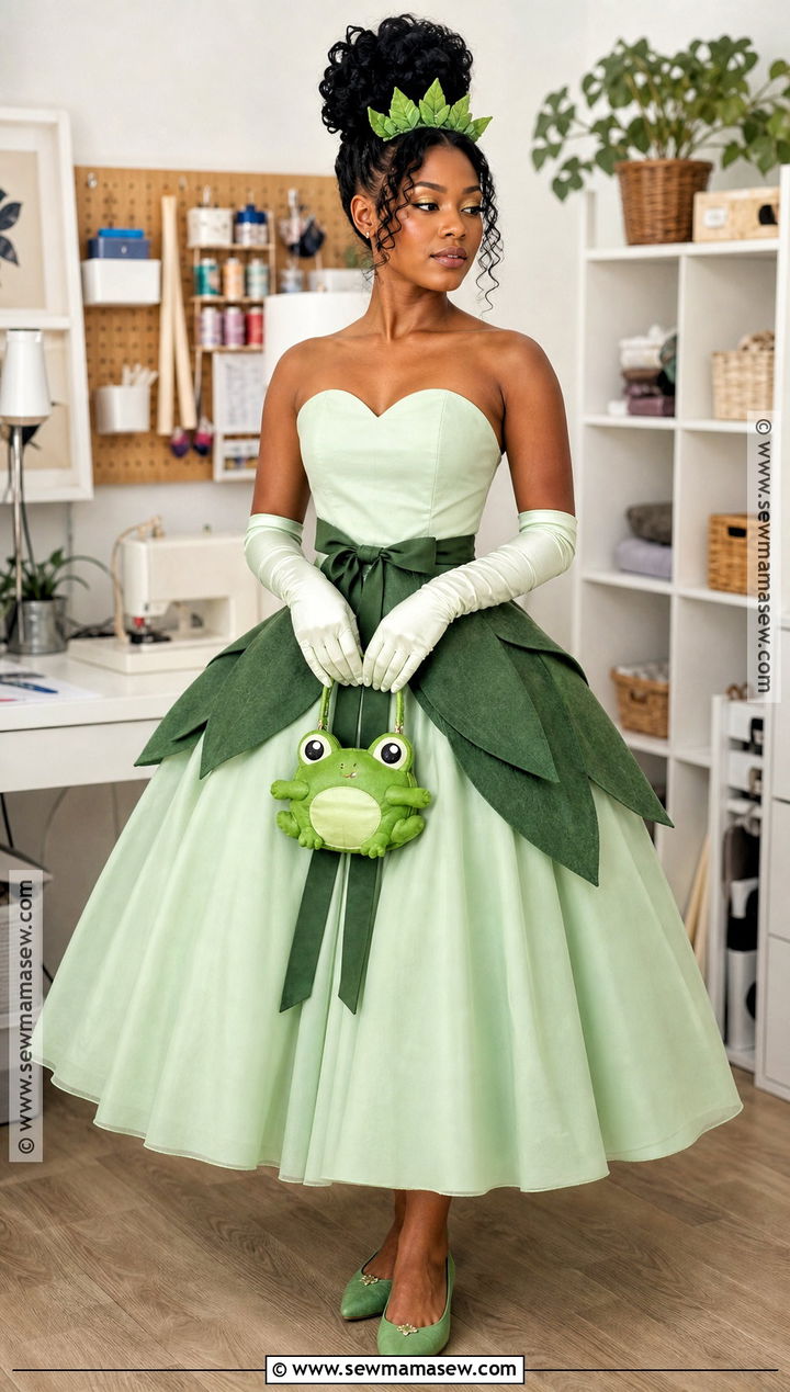 DIY Princess Tiana Green Dress Costume - 30 Princess Tiana Halloween Costume Ideas