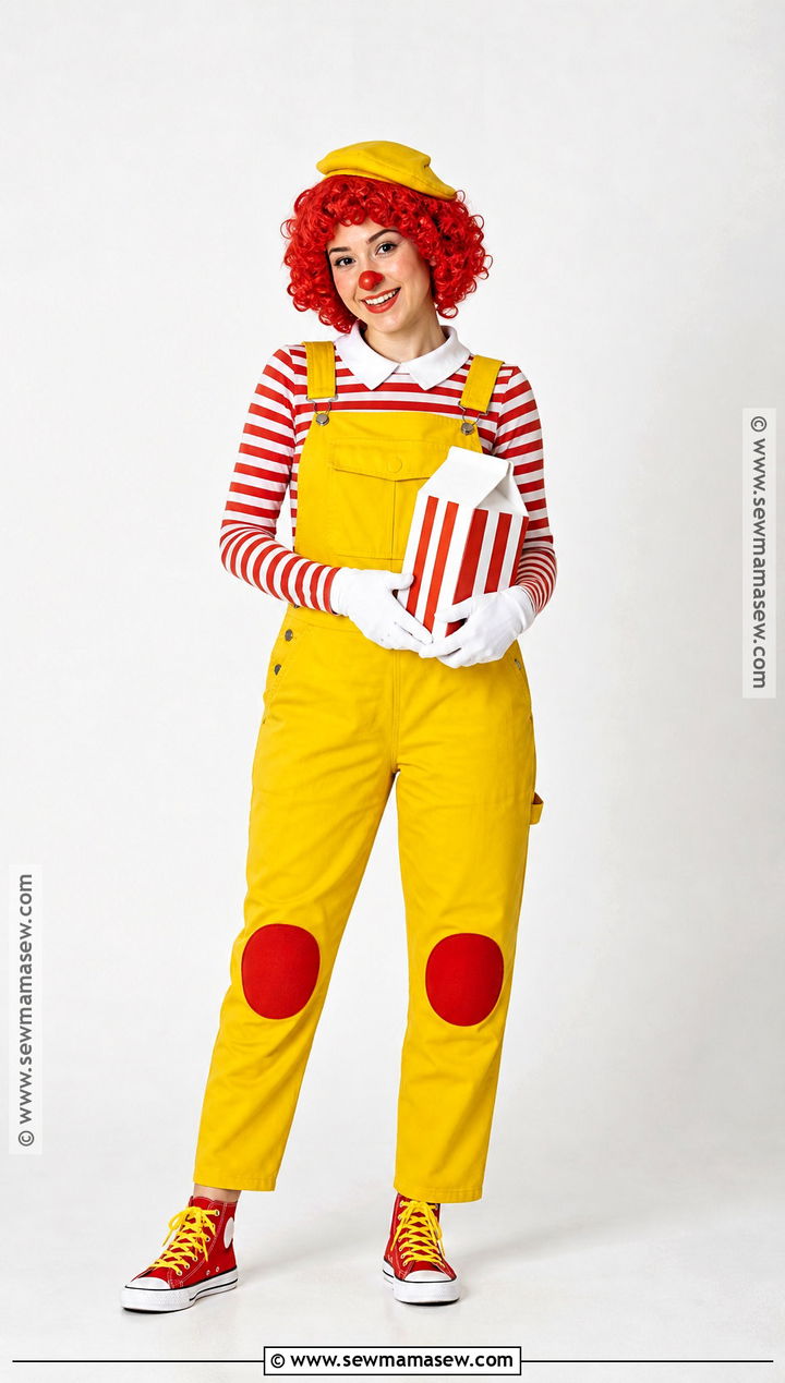 DIY Ronald McDonald Overalls Costume - 30 Ronald Mcdonald Costume Ideas for Women