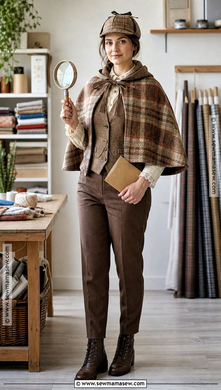 DIY Sherlock Holmes Costume With Handmade Cape - 30 Sherlock Holmes Costume Ideas for Women