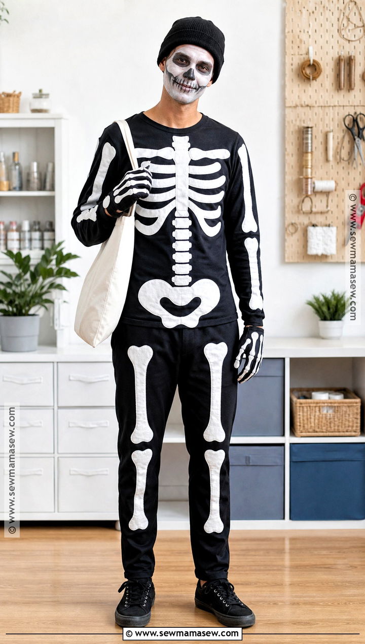 DIY Skeleton Costume With Black Clothes - 30 skeleton clothes