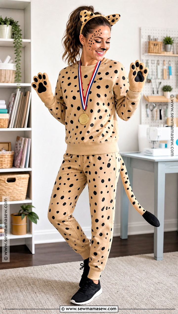 DIY Sweatshirt Cheetah Costume - 45 cheetah halloween costume ideas