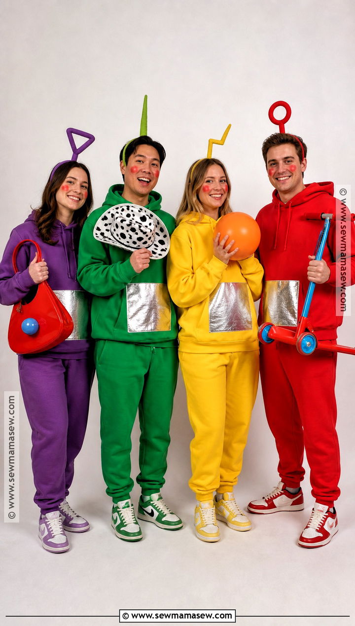 DIY Sweatshirt Teletubbies Group Costume - 40 teletubbies costume ideas