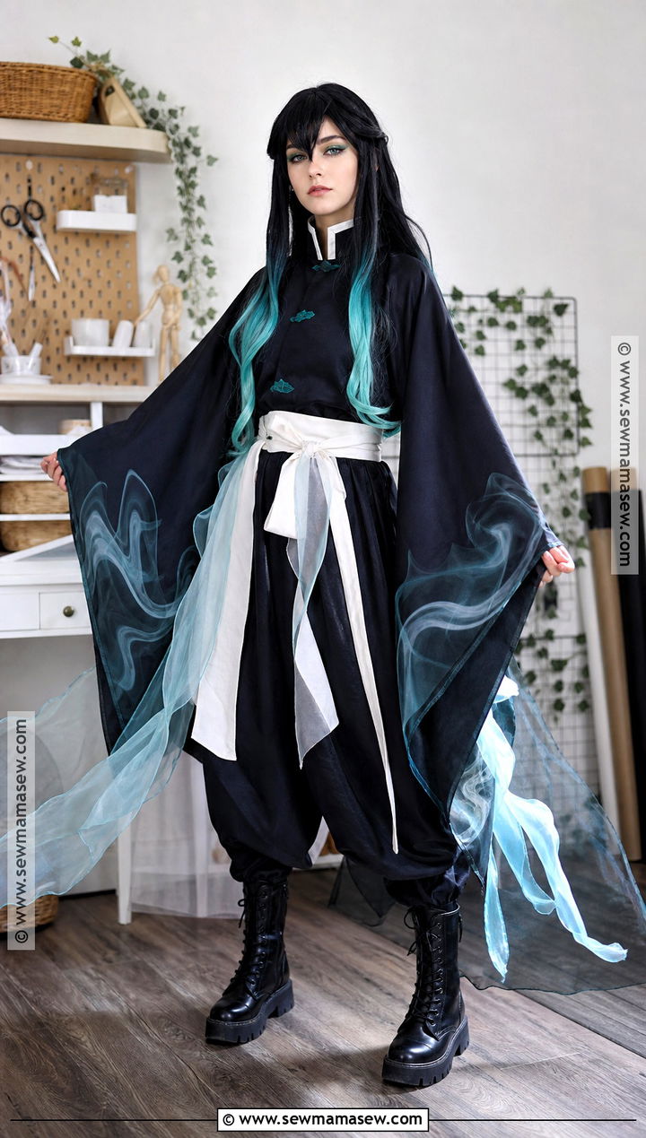 DIY Tokito Cosplay With Teal Fabric Details - 35 tokito cosplay ideas