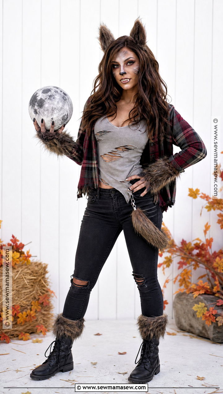 DIY Werewolf Costume With Plaid Shirt - 30 werewolf costume ideas for females