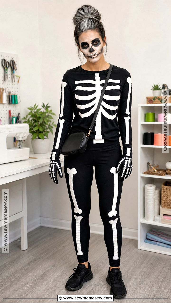 DIY White Tape Skeleton Costume - 35 Skeleton Costume Ideas for Women