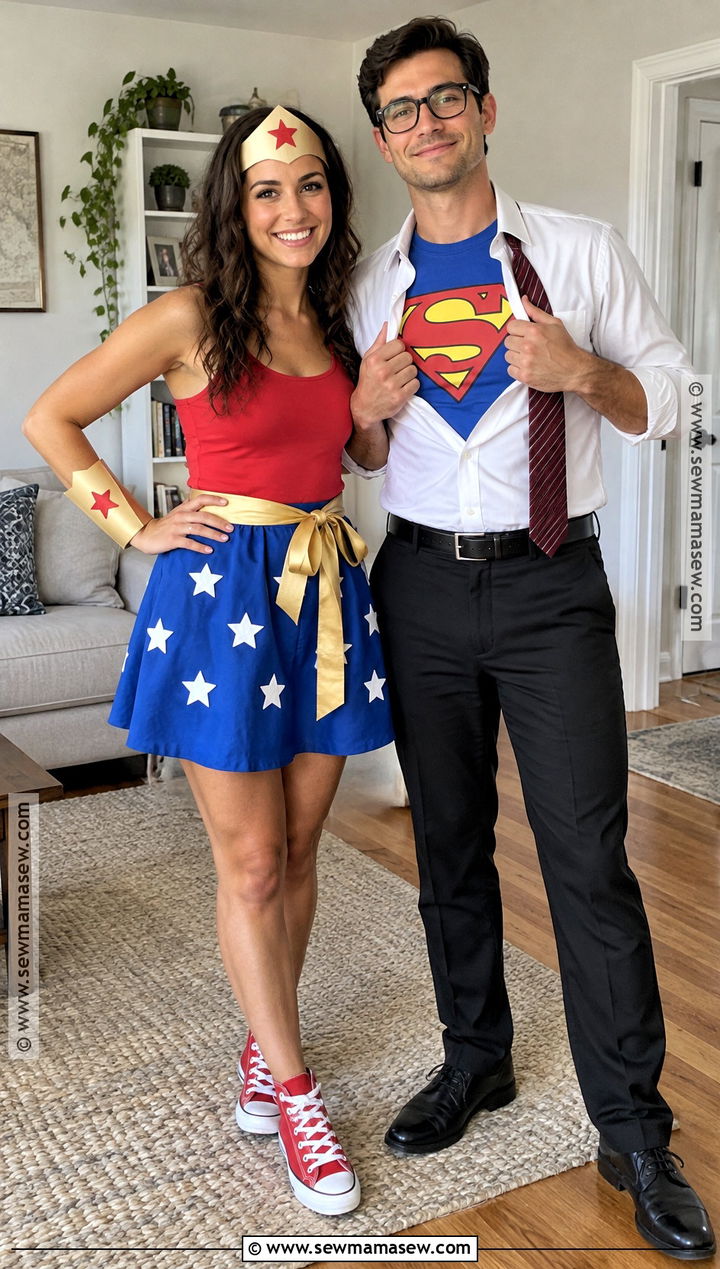 DIY Wonder Woman And Clark Kent Couple Costume - 30 wonder woman couple costume ideas