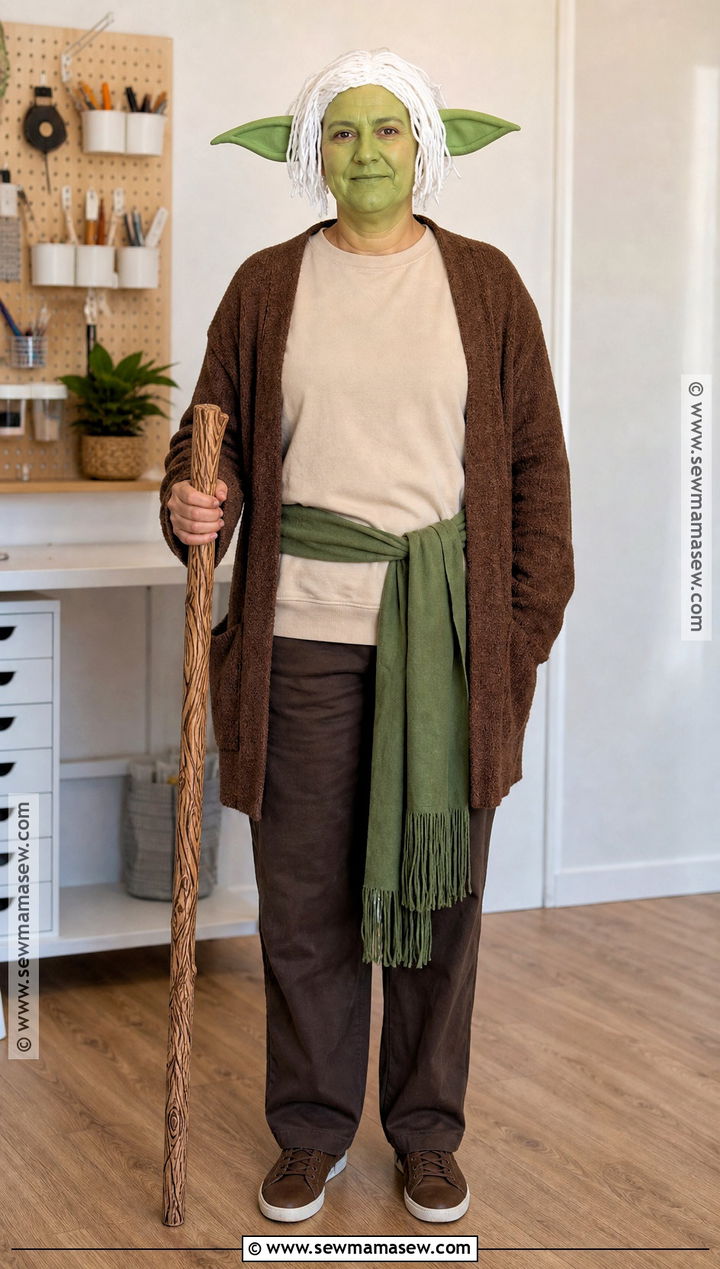DIY Yoda Costume With Felt Ears - 35 yoda costume ideas