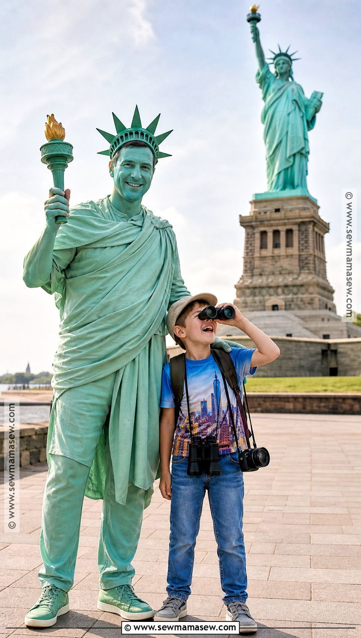 Dad And Child Statue Of Liberty And Tourist Costume - 30 statue of liberty and tourist costume ideas